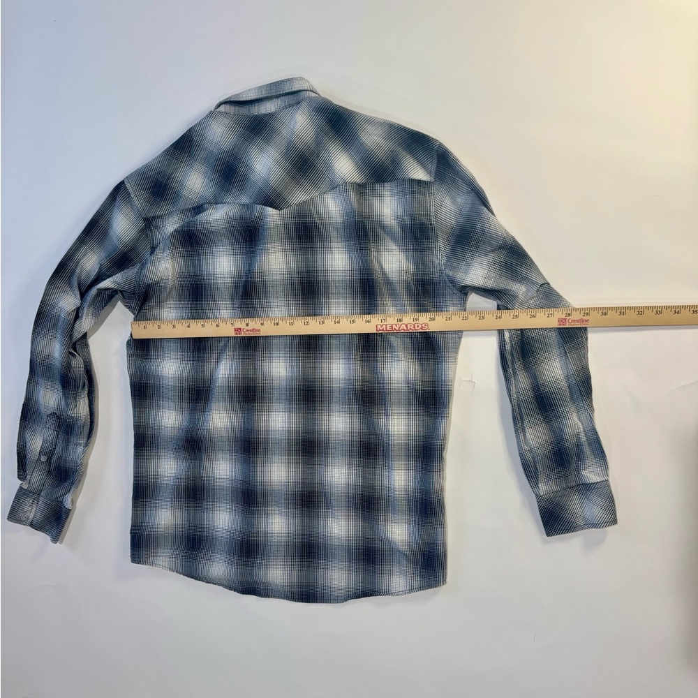 Cowboy Legend Western Snap Shirt XL Blue Plaid Long Sleeve Pearl Snaps - Picture 5 of 12